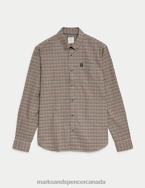 Marks and Spencer sale - Men Multi Clothing Marks & Spencer Easy Iron Pure Cotton Check Oxford Shirt 20VTD5069