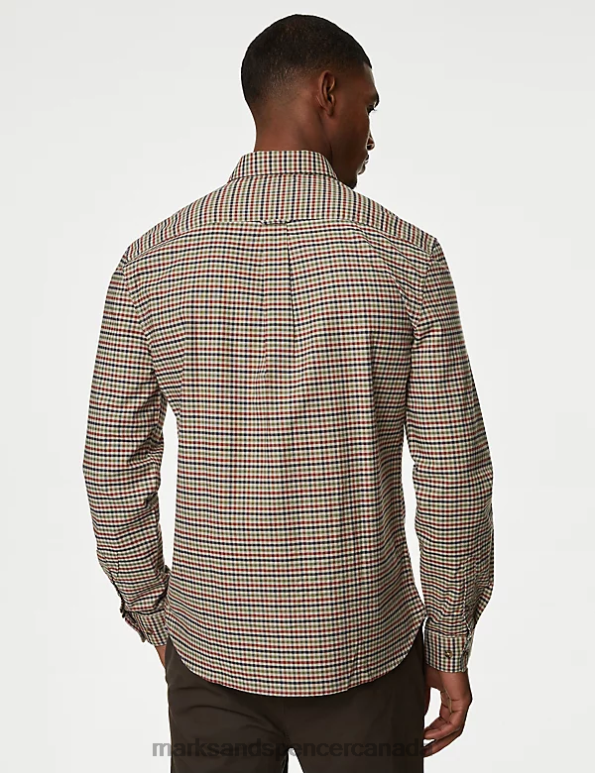 Marks and Spencer sale - Men Multi Clothing Marks & Spencer Easy Iron Pure Cotton Check Oxford Shirt 20VTD5069