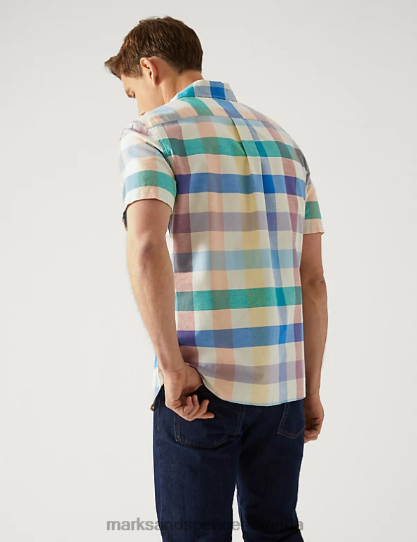 Marks and Spencer near me - Men Multi Clothing Marks & Spencer Pure Cotton Check Cuban Collar Shirt 20VTD5441