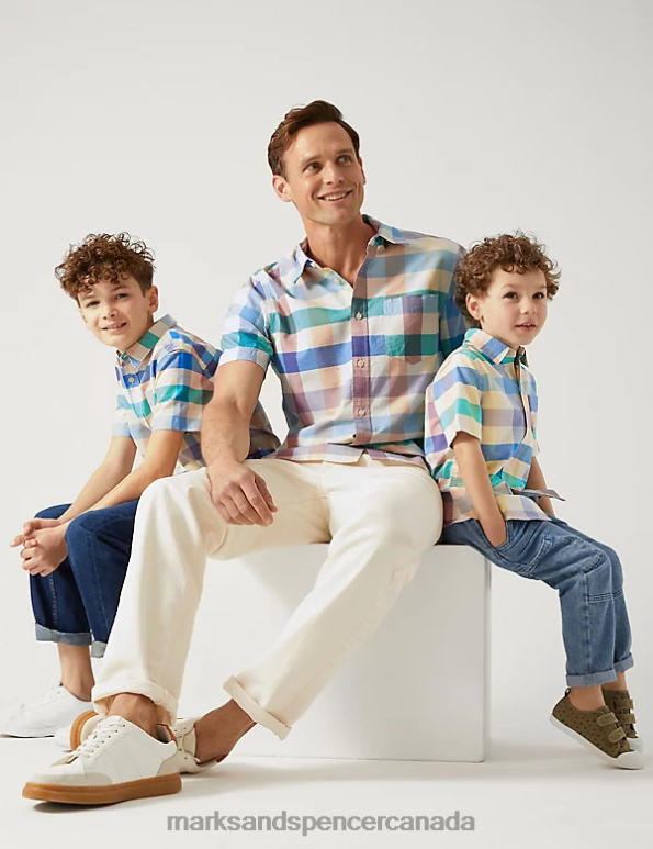 Marks and Spencer near me - Men Multi Clothing Marks & Spencer Pure Cotton Check Cuban Collar Shirt 20VTD5441