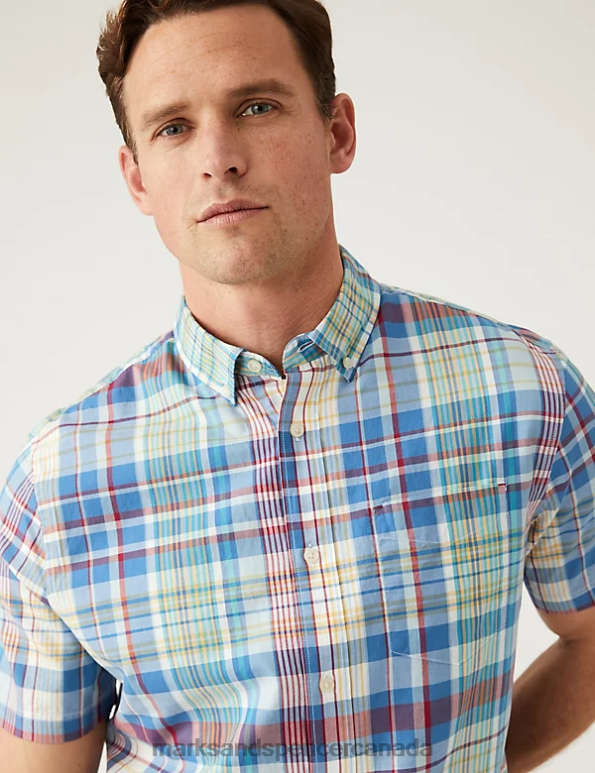 Men Multi Clothing Marks & Spencer Pure Cotton Check Shirt 20VTD6928 - Marks and Spencer online