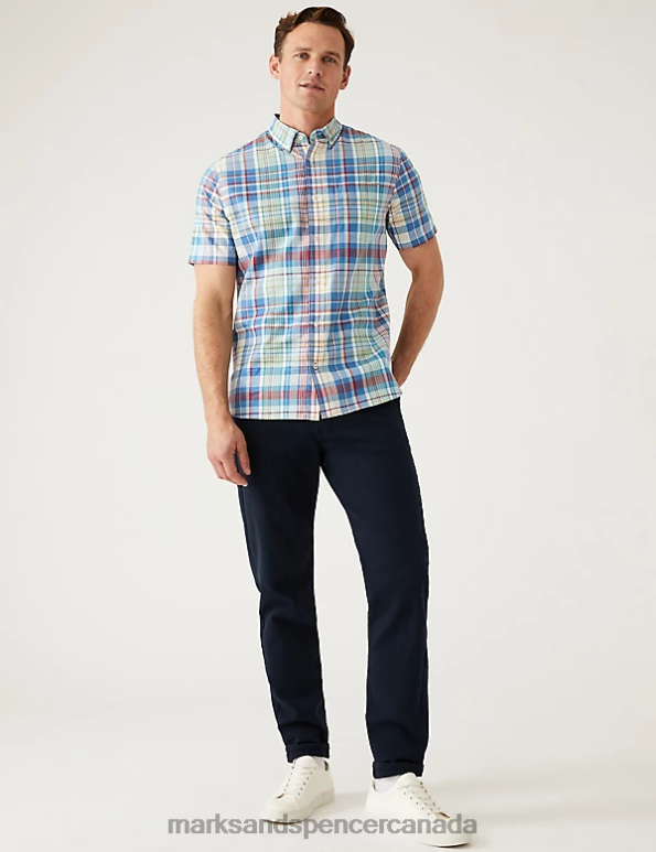 Men Multi Clothing Marks & Spencer Pure Cotton Check Shirt 20VTD6928 - Marks and Spencer online