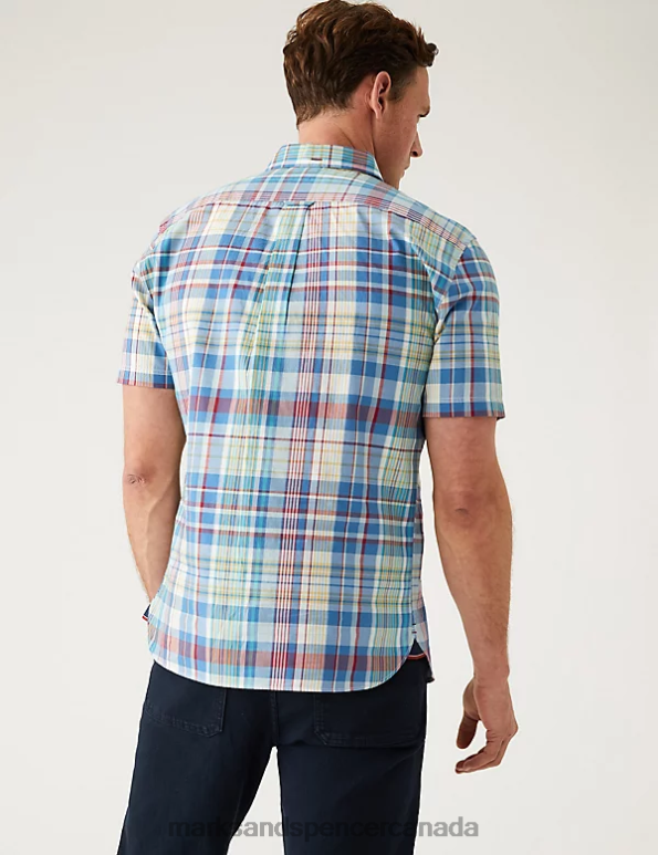 Men Multi Clothing Marks & Spencer Pure Cotton Check Shirt 20VTD6928 - Marks and Spencer online