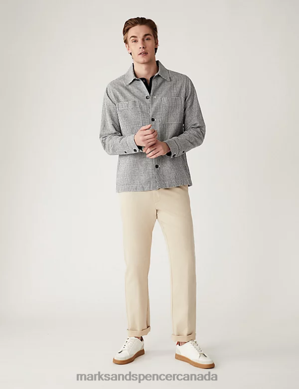 Men Natural Clothing Marks & Spencer Linen Blend Check Overshirt 20VTD4993 - Marks and Spencer online