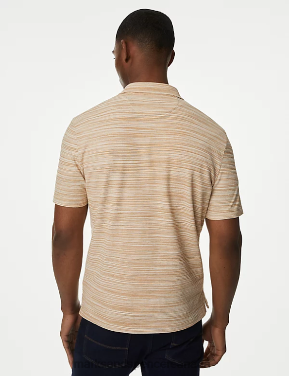Marks and Spencer Canada - Men Natural Mix Clothing Marks & Spencer Cotton Rich Textured Revere Polo Shirt 20VTD6094
