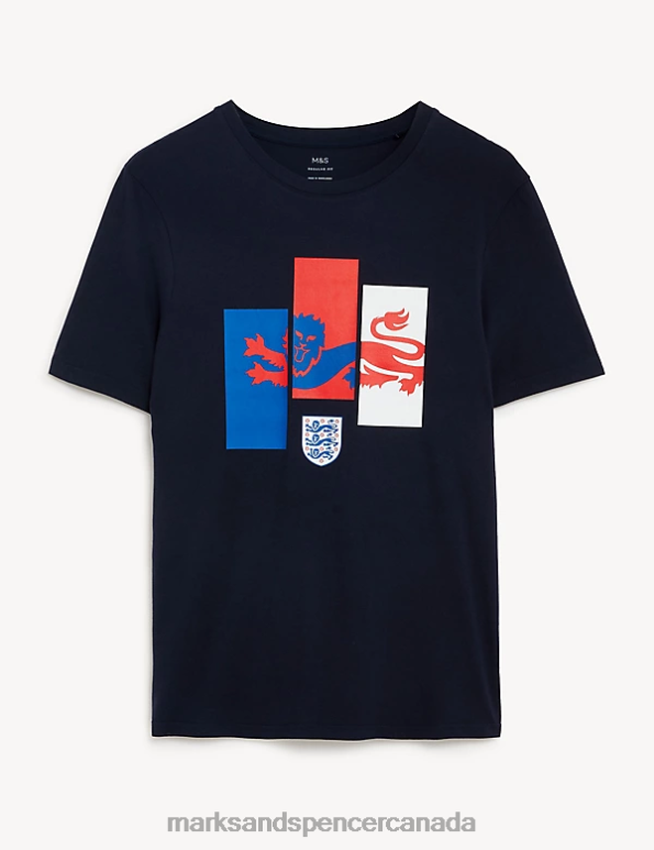 Marks and Spencer near me - Men Navy Clothing Marks & Spencer Pure Cotton England Lion T-Shirt 20VTD6085