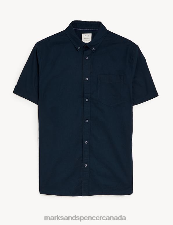 Men Navy Clothing Marks & Spencer Pure Cotton Oxford Shirt 20VTD5856 - Marks and Spencer outlet