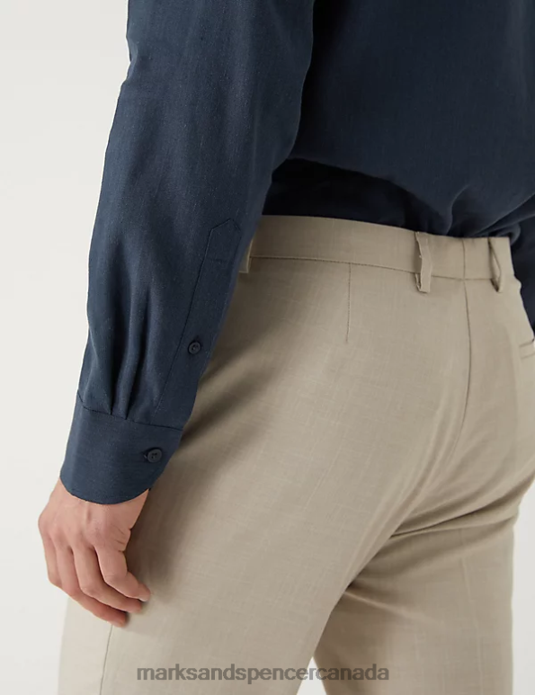 Marks and Spencer near me - Men Navy Clothing Marks & Spencer Tailored Fit Italian Linen Miracle Shirt 20VTD5842