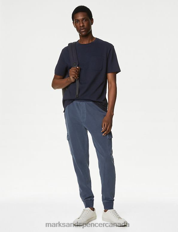 Marks and Spencer Canada - Men Navy Mix Clothing Marks & Spencer 2pk Pure Cotton Crew Neck T-Shirts 20VTD5683