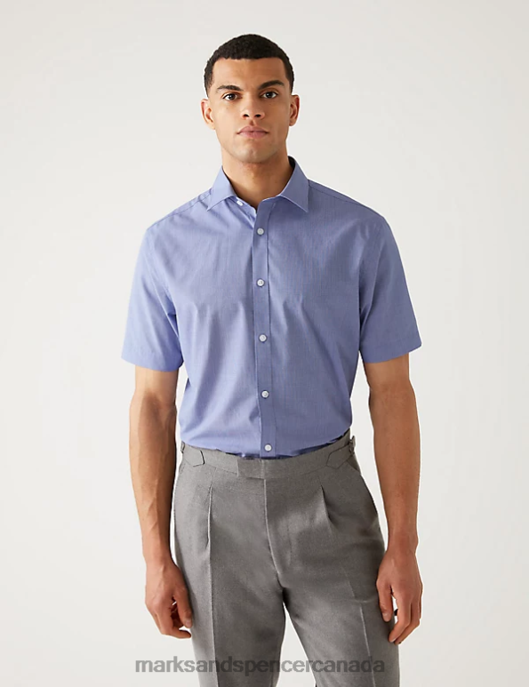 Marks and Spencer Canada - Men Navy Mix Clothing Marks & Spencer 2pk Regular Fit Geometric Short Sleeve Shirts 20VTD6172