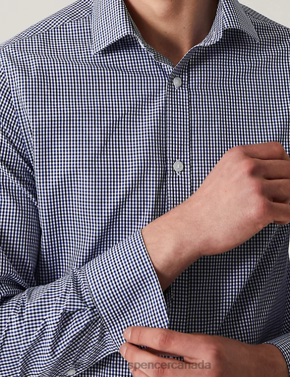 Marks and Spencer Canada - Men Navy Mix Clothing Marks & Spencer 2pk Slim Fit Easy Iron Long Sleeve Shirts 20VTD5252