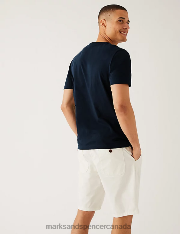 Marks and Spencer sale - Men Navy Mix Clothing Marks & Spencer 3pk Pure Cotton Crew Neck T-Shirts 20VTD4779
