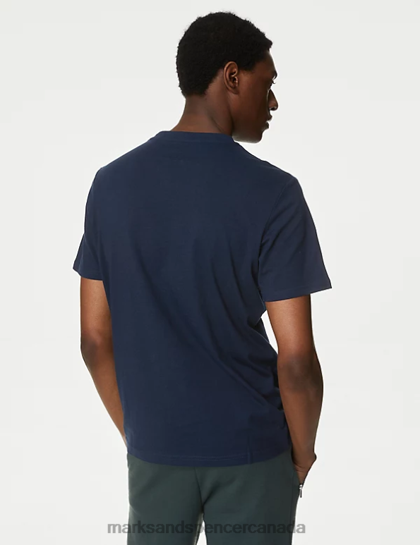 Men Navy Mix Clothing Marks & Spencer 3pk Pure Cotton V-Neck T-Shirts 20VTD4935 - Marks and Spencer online