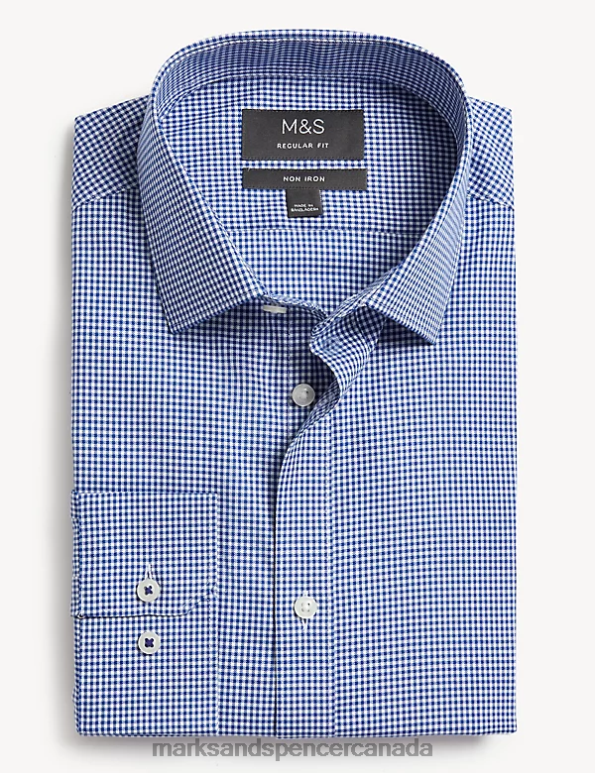 Marks and Spencer sale - Men Navy Mix Clothing Marks & Spencer Regular Fit Non Iron Pure Cotton Shirt 20VTD5258