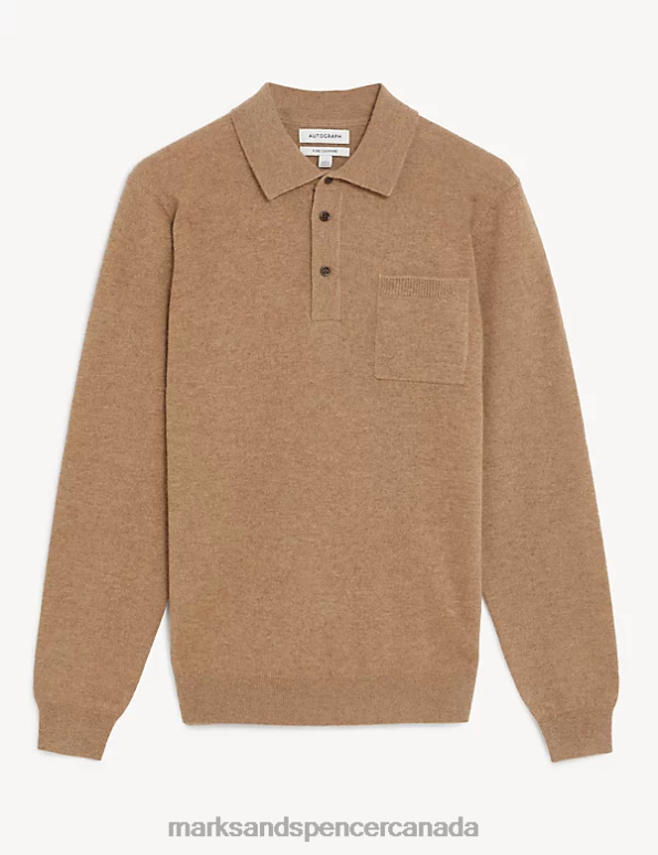 Marks and Spencer near me - Men Neutral Clothing Marks & Spencer Pure Cashmere Knitted Polo Shirt 20VTD7333