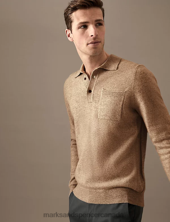 Marks and Spencer near me - Men Neutral Clothing Marks & Spencer Pure Cashmere Knitted Polo Shirt 20VTD7333