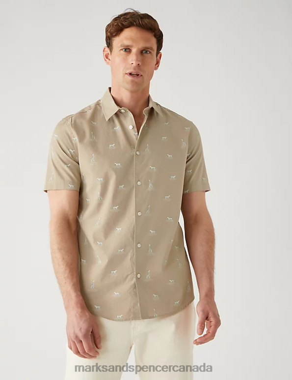Men Neutral Clothing Marks & Spencer Pure Cotton Wildlife Print Shirt 20VTD5244 - Marks and Spencer online