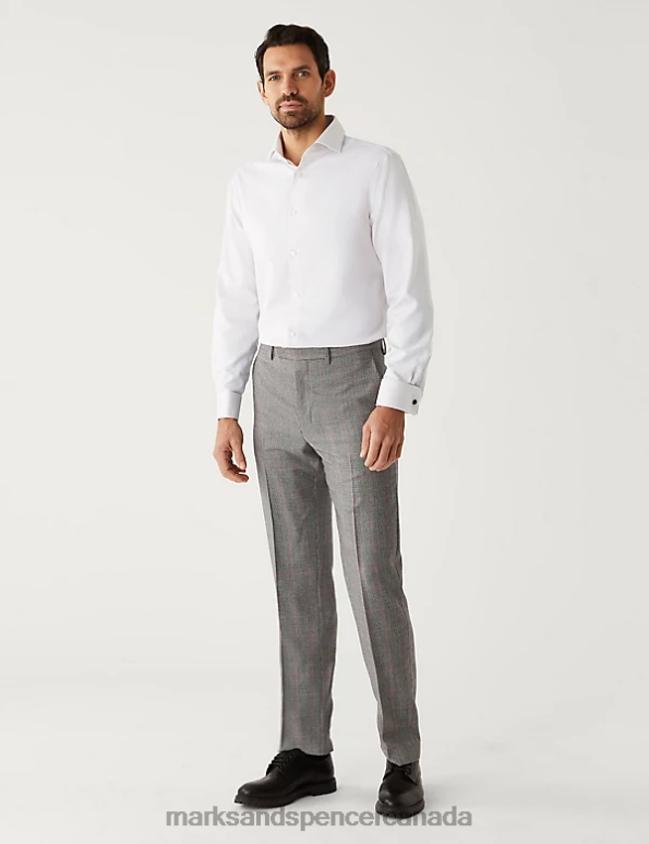 Marks and Spencer Canada - Men Neutral Clothing Marks & Spencer Regular Fit Pure Cotton Herringbone Shirt 20VTD6400