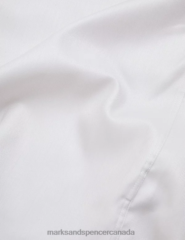 Marks and Spencer Canada - Men Neutral Clothing Marks & Spencer Regular Fit Pure Cotton Herringbone Shirt 20VTD6400