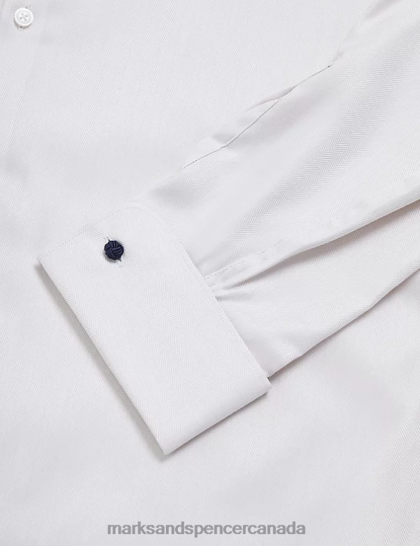 Marks and Spencer Canada - Men Neutral Clothing Marks & Spencer Regular Fit Pure Cotton Herringbone Shirt 20VTD6400