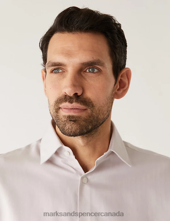 Men Neutral Clothing Marks & Spencer Regular Fit Pure Cotton Herringbone Shirt 20VTD6548 - Marks and Spencer online