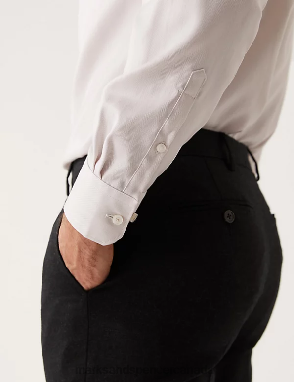 Men Neutral Clothing Marks & Spencer Regular Fit Pure Cotton Herringbone Shirt 20VTD6548 - Marks and Spencer online