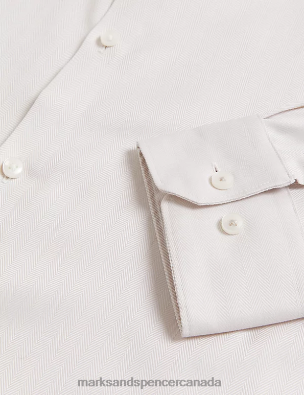 Men Neutral Clothing Marks & Spencer Regular Fit Pure Cotton Herringbone Shirt 20VTD6548 - Marks and Spencer online