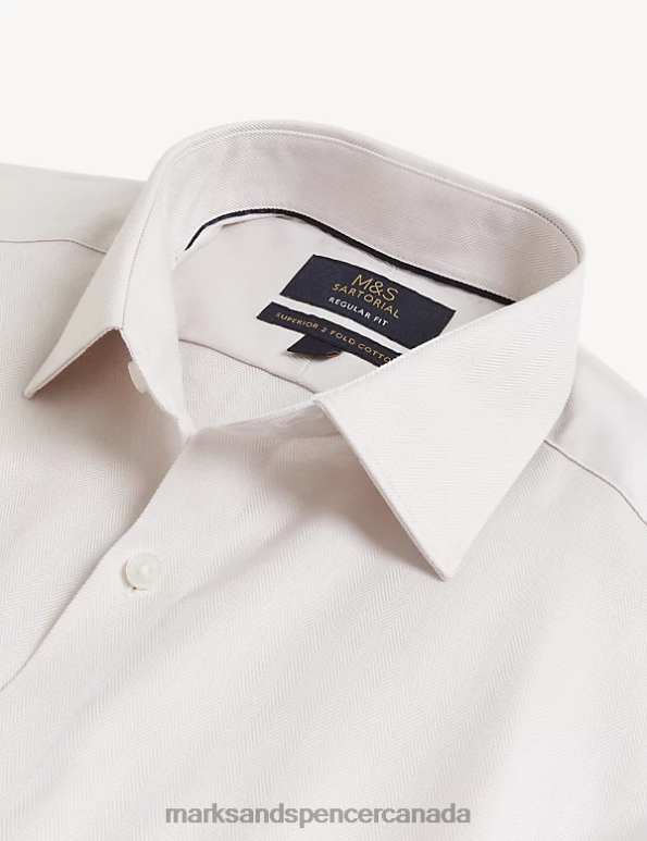 Men Neutral Clothing Marks & Spencer Regular Fit Pure Cotton Herringbone Shirt 20VTD6548 - Marks and Spencer online