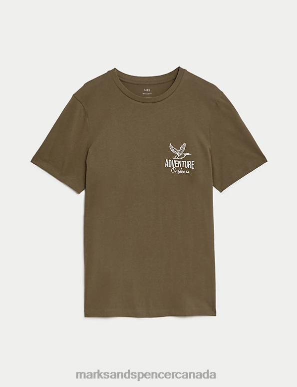 Marks and Spencer near me - Men Olive Clothing Marks & Spencer Pure Cotton Bird Graphic T-Shirt 20VTD4959