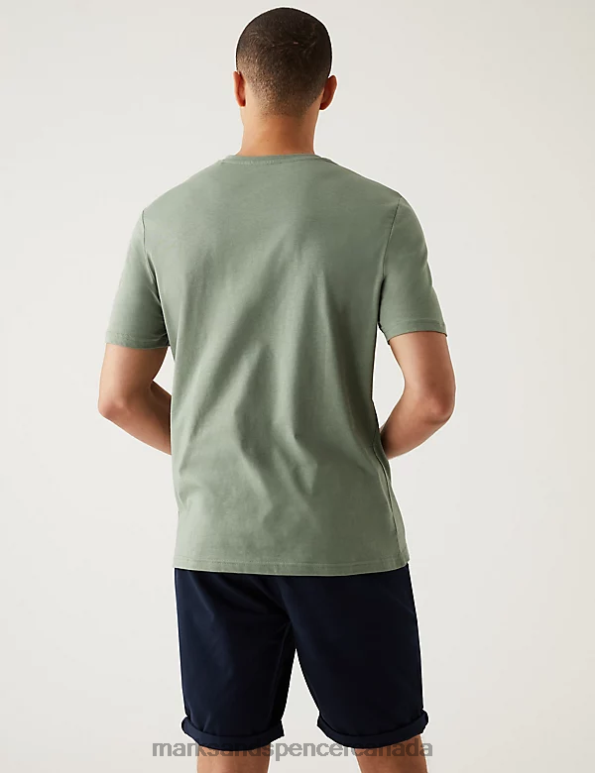 Marks and Spencer sale - Men Onyx Clothing Marks & Spencer Pure Cotton V-Neck T-Shirt 20VTD5206