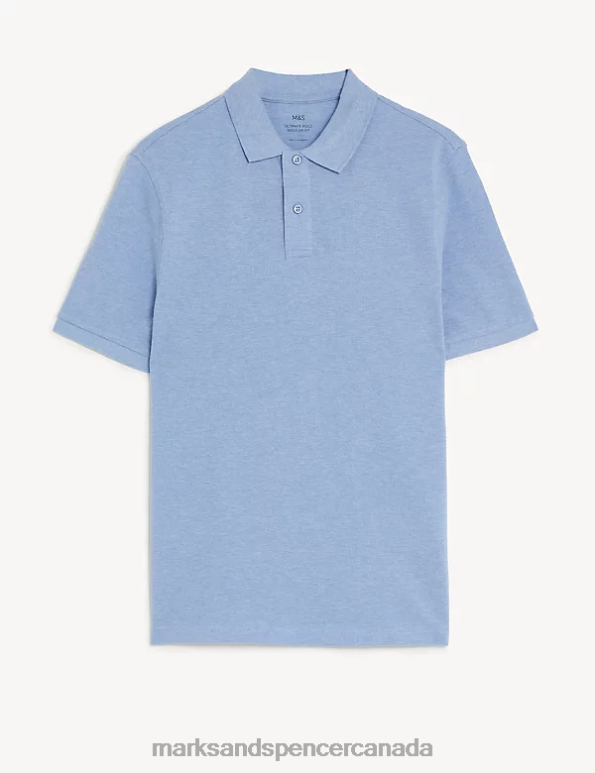 Marks and Spencer near me - Men Pale Blue Clothing Marks & Spencer Pure Cotton Pique Polo Shirt 20VTD190