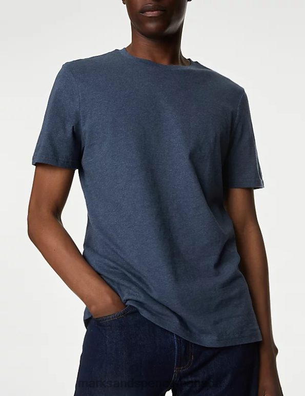 Men Pale Blue Mix Clothing Marks & Spencer 5pk Pure Cotton Crew Neck T-Shirts 20VTD6175 - Marks and Spencer online