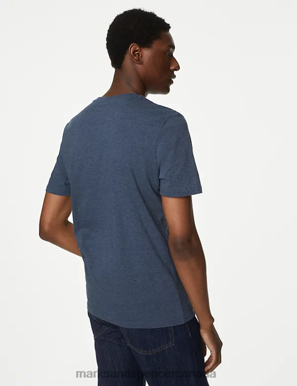 Men Pale Blue Mix Clothing Marks & Spencer 5pk Pure Cotton Crew Neck T-Shirts 20VTD6175 - Marks and Spencer online