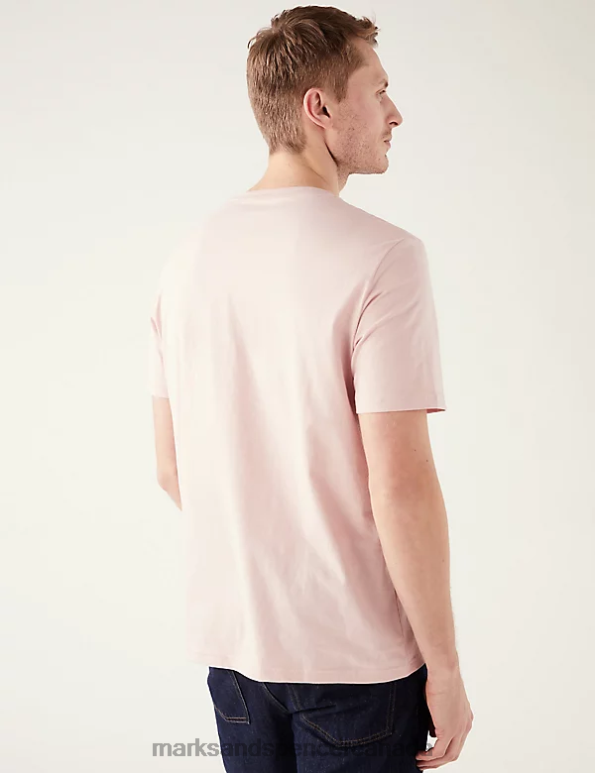 Marks and Spencer sale - Men Pale Pink Clothing Marks & Spencer Pure Cotton Crew Neck T-Shirt 20VTD142