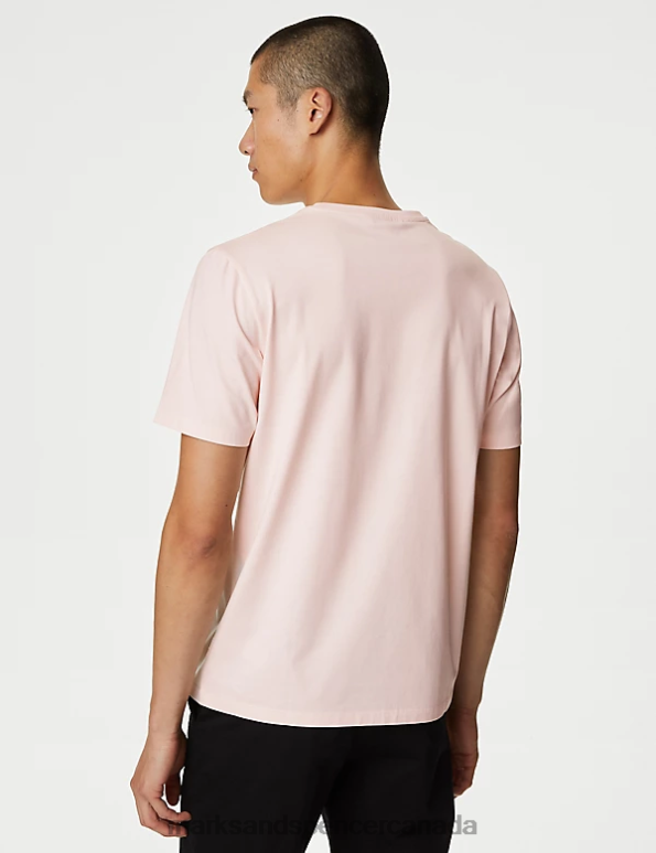 Men Pale Pink Clothing Marks & Spencer Pure Supima Cotton T-shirt 20VTD6309 - Marks and Spencer outlet