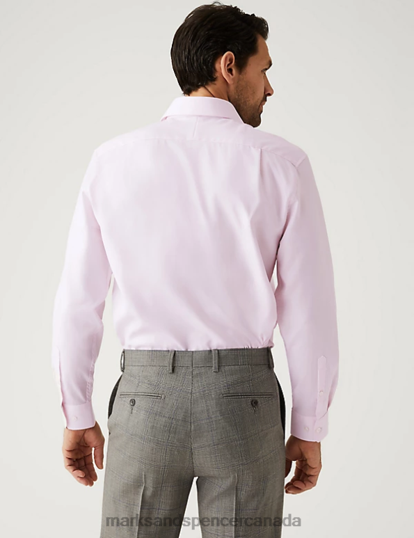 Marks and Spencer sale - Men Pale Pink Clothing Marks & Spencer Regular Fit Pure Cotton Herringbone Shirt 20VTD6547