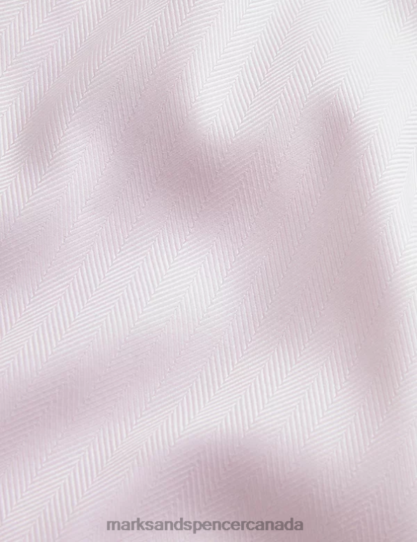 Marks and Spencer sale - Men Pale Pink Clothing Marks & Spencer Regular Fit Pure Cotton Herringbone Shirt 20VTD6547