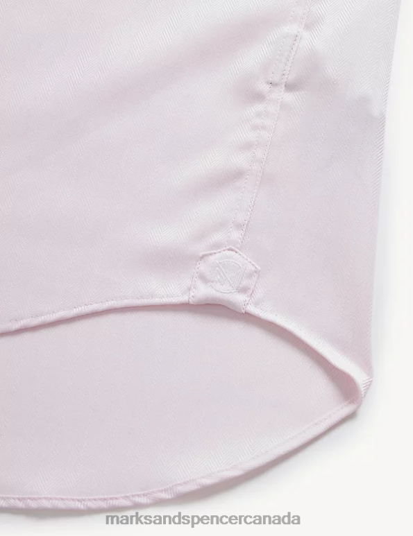 Marks and Spencer sale - Men Pale Pink Clothing Marks & Spencer Regular Fit Pure Cotton Herringbone Shirt 20VTD6547