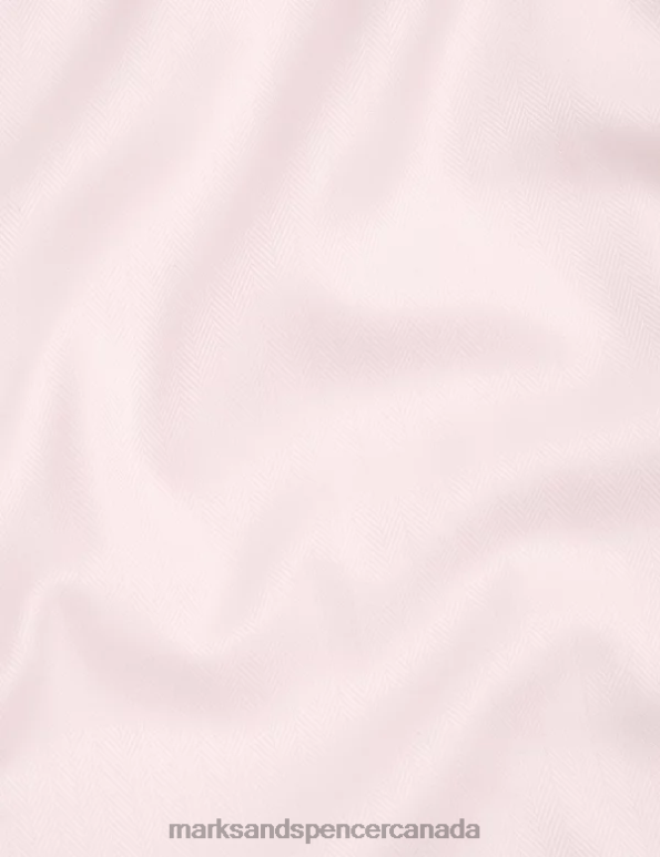Men Pale Pink Clothing Marks & Spencer Regular Fit Pure Cotton Herringbone Shirt 20VTD6728 - Marks and Spencer Canada locations