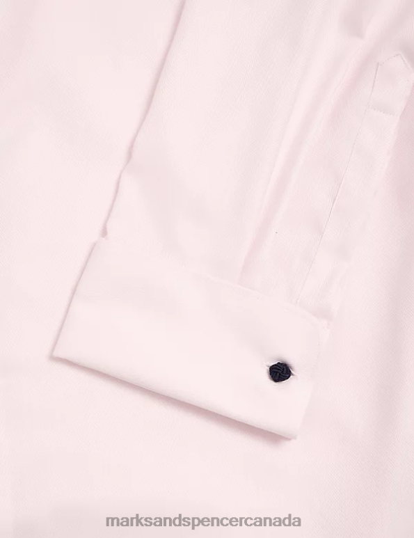 Men Pale Pink Clothing Marks & Spencer Regular Fit Pure Cotton Herringbone Shirt 20VTD6728 - Marks and Spencer Canada locations