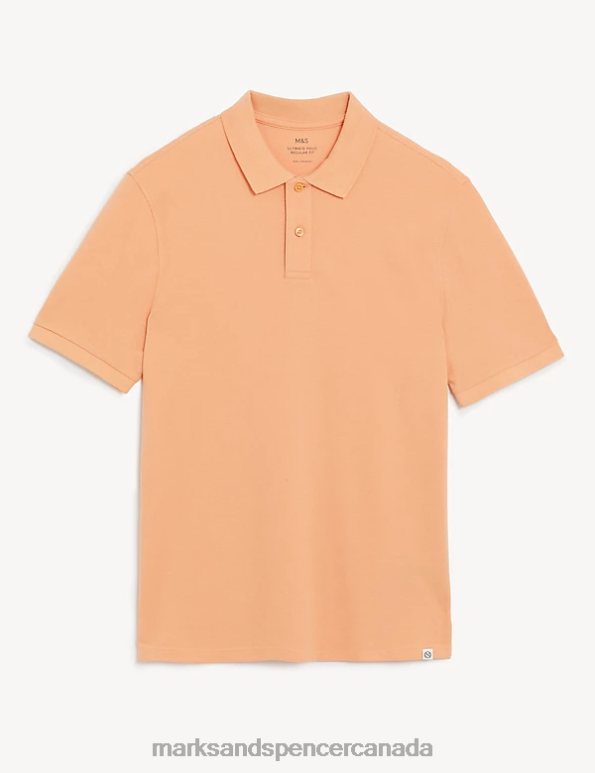 Marks and Spencer near me - Men Peach Clothing Marks & Spencer Pure Cotton Pique Polo Shirt 20VTD199