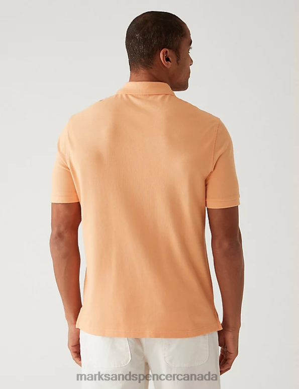 Marks and Spencer near me - Men Peach Clothing Marks & Spencer Pure Cotton Pique Polo Shirt 20VTD199