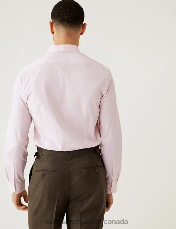 Men Pink Clothing Marks & Spencer Slim Fit Cotton Rich Stretch Shirt 20VTD5981 - Marks and Spencer online