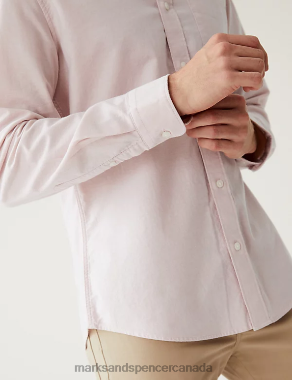 Men Pink Clothing Marks & Spencer Slim Fit Pure Cotton Oxford Shirt 20VTD7291 - Marks and Spencer online
