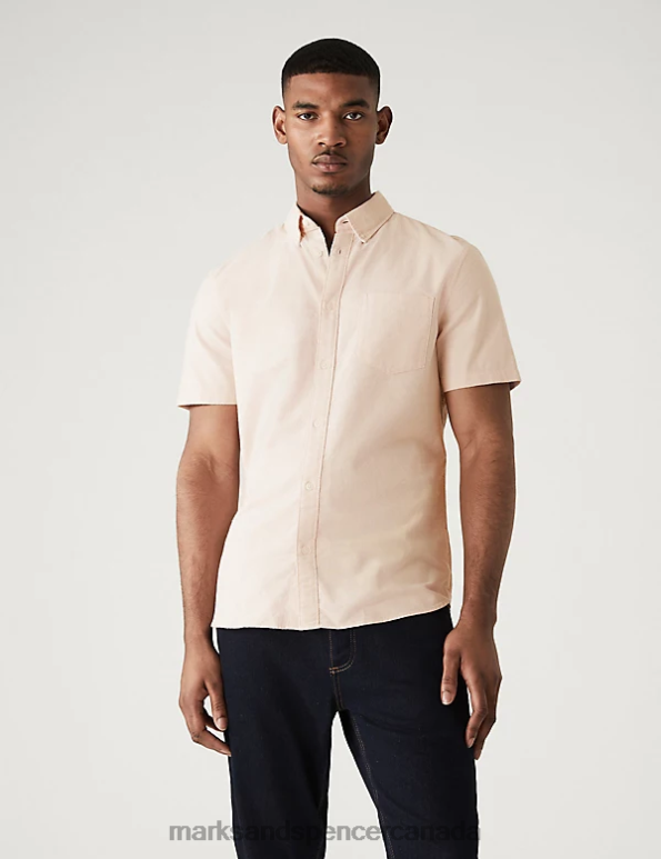 Men Pink Mix Clothing Marks & Spencer 2pk Pure Cotton Oxford Shirts 20VTD6918 - Marks and Spencer outlet