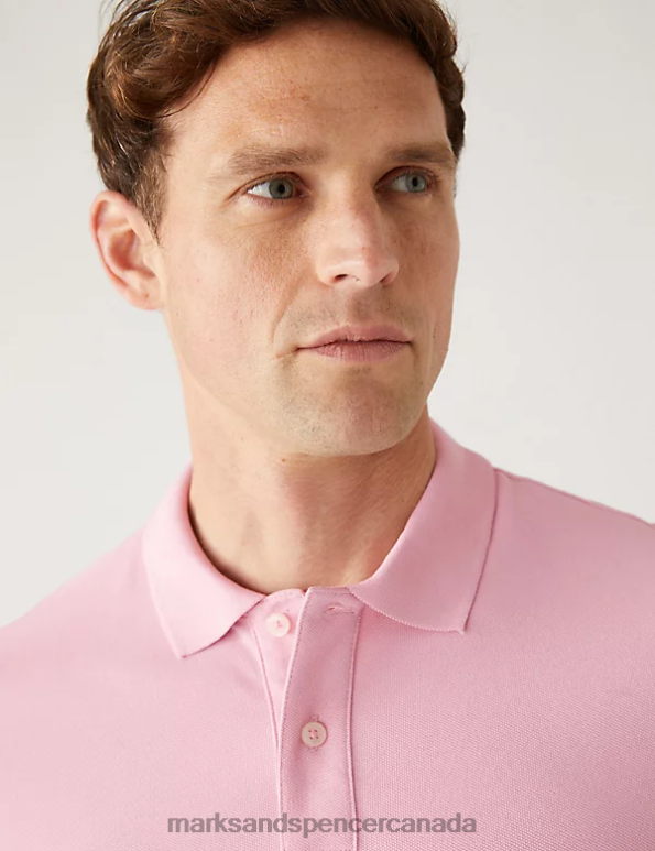 Marks and Spencer near me - Men Rose Pink Clothing Marks & Spencer Slim Fit Pure Cotton Pique Polo Shirt 20VTD6763