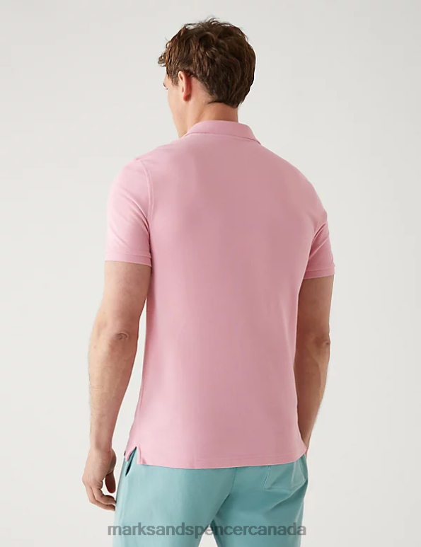 Marks and Spencer near me - Men Rose Pink Clothing Marks & Spencer Slim Fit Pure Cotton Pique Polo Shirt 20VTD6763