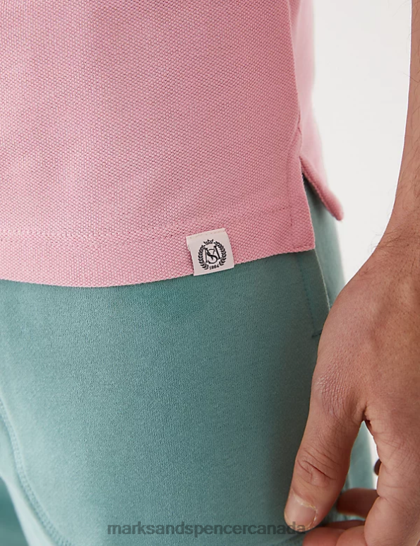 Marks and Spencer near me - Men Rose Pink Clothing Marks & Spencer Slim Fit Pure Cotton Pique Polo Shirt 20VTD6763