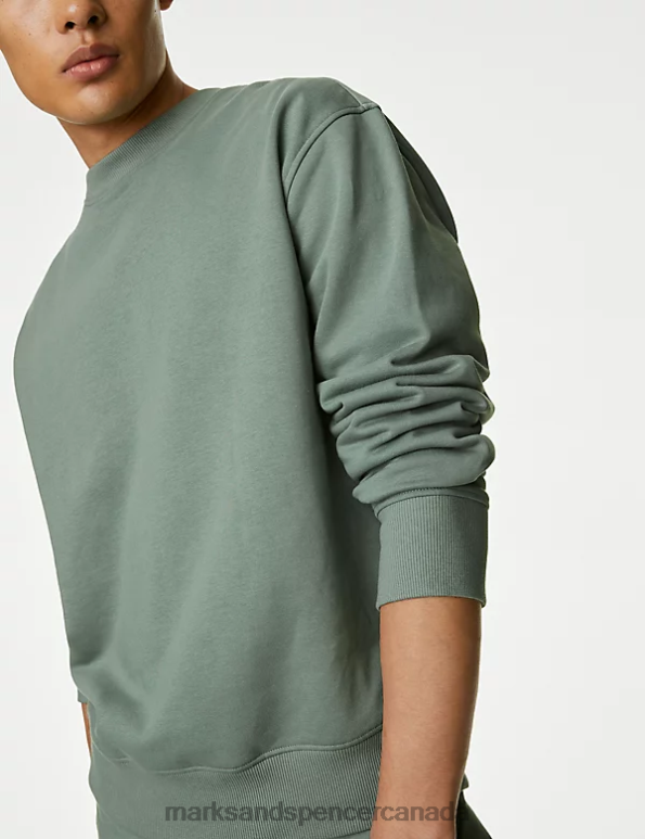 Marks and Spencer near me - Men Sage Clothing Marks & Spencer Oversized Cotton Rich Crew Neck Sweatshirt 20VTD6921