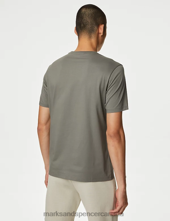 Marks and Spencer near me - Men Sage Green Clothing Marks & Spencer Pure Supima Cotton T-shirt 20VTD6305